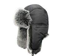 Insun Unisex Chapka Bordure en Fourrure Chapeau de Trappeur d'hiver Anti Vent Aviateur Casquette Noir L Chapkas circonférence 60cm
