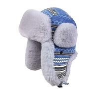 Insun Unisex Chapka Bordure en Fourrure Chapeaux Tricoté Bonnet Aviateur d'hiver Chasse Casquette Bleu M Chapkas circonférence 58cm