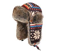 Insun Unisex Chapka Bordure en Fourrure Chapeaux Tricoté Bonnet Aviateur d'hiver Chasse Casquette pour Adultes et Enfants Multicolore 2 M Chapkas circonférence 54cm