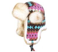 Insun Unisex Chapka Bordure en Fourrure Chapeaux Tricoté Bonnet Aviateur d'hiver Chasse Casquette pour Adultes et Enfants Multicolore 5 S