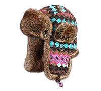 Insun Unisex Chapka Bordure en Fourrure Chapeaux Tricoté Bonnet Aviateur d'hiver Chasse Casquette pour Adultes et Enfants Multicolore 4 L