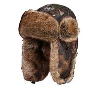 Insun Unisex Chapka Chapeaux avec Bordure en Fourrure Bonnet Aviateur d'hiver Chasse Casquette Marron Camouflage XL Chapkas circonférence 60cm