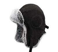Insun Unisex Chapka Chaud Chapeau de Trappeur en Fausse Fourrure Ushanka Chapeau de Chasse Russe Noir Suède XL