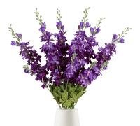 INSUNSIX Lot de 6 fleurs artificielles Delphinium violettes de 83,8 cm de long en soie pour vase haut, centres de table de mariage, décoration d'intérieur