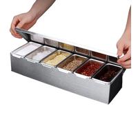 InSyoForeverEC Bar Boîte à épices en acier inoxydable avec 6 grilles - Multifonctionnel - Pour fruits et fruits - Pour la restauration, le mixage