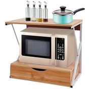 InSyoForeverEC Étagère à micro-ondes à 2 niveaux - Support de tiroir de cuisine - Multifonction - 54 x 35 x 50 cm (gris)