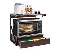 InSyoForeverEC Étagère à micro-ondes à 2 niveaux - Support de tiroir de cuisine - Multifonction - 54 x 35 x 50 cm (chêne)