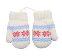 iNszkoos Enfants Gants D'hiver Mitaines Unisexes Chaudes Tricot Flocon de Neige avec Ficelle de Cou Gants Chauds en Peluche Ski Snowboard Camping Gants pour Garçon Fille Bébé Enfants Âge 0-3 Ans