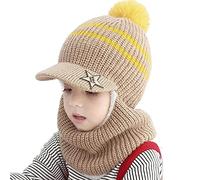 iNszkoos Hiver Enfant Chapeau avec Oreillettes et Écharpe Doublure Polaire Bonnet en Tricot Chaud Cap Écharpe Bonnet Cache-Cou Chapeau pour 2 à 6 Ans Bébé Enfants Garçons Filles Ski Cyclisme Snowboard