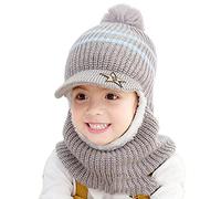 iNszkoos Hiver Enfant Chapeau avec Oreillettes et Écharpe Doublure Polaire Bonnet en Tricot Chaud Cap Écharpe Bonnet Cache-Cou Chapeau pour 2 à 6 Ans Bébé Enfants Garçons Filles Ski Cyclisme Snowboard