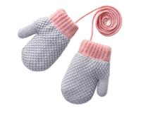 iNszkoos Tricoté épaisse Enfants Mitaines d'hiver Anti-perdu Toddler Gants Chauds avec Corde Enfant Fourrure En Peluche Moufles de neige isolées Mitaines pour temps froid pour Garçons Filles