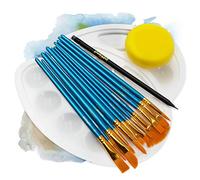 int!rend brush set 16 pièces - 12 pinceaux premium 2 palettes de mélange 1 éponge 1 crayon- set pinceaux artiste pour peintures acryliques aquarelles peintures à l’huile - accessoires peinture & école
