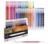 int!rend Dual Brush Pens | 36 Couleurs de stylos marquers à Double Pointe - Feutres en Fibre 1-5 mm, Fineliner 0,4 mm | Stylo à Brosse, feutres coloriage Aquarelle e Calligraphie