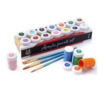 int!rend Kit de Peinture Acrylique - 14 x 18 ml + 3 Pinceaux - Coffret Imperméable póur Maquette, Pate à Sel, Loisirs Créatifs Adultes et Enfants