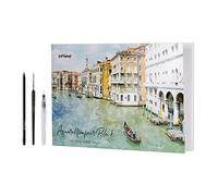 int!rend papier aquarelle A3 300g - 20 feuilles bloc aquarelle incl. Water Tank Brush, 2 Pinceaux & Crayon - Papier tampon de peinture pour la peinture de dessin à l’aquarelle