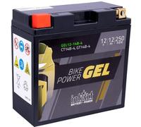 intAct - BATTERIE DE MOTO GEL Bike-Power GEL12-14B-4. Remplace YT14B, YT14B-BS. Batterie moto 12V 12Ah 250A. Dimensions : 150x69x145mm. Avec jusqu’à 30% de puissance de démarrage en plus.