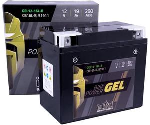 intAct - BATTERIE MOTOCYCLE GEL | Batterie offrant +30% de puissance de démarrage Pour moto, quad, etc. | GEL12-16L-B, CB16L-B, 51911, batterie 12V, 19 AH (c20), 280 A (EN) | Dim : 176x101x156mm