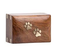 INTAJ Rosewood Urne funéraire paisible pour animal domestique - Urne funéraire pour chiens, chats - Urne souvenir pour cendres - Urne en bois (deux pattes, taille S - 15,2 x 10,2 x 7,9 cm)