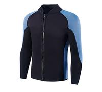INTBOSS Haut de combinaison de plongée pour homme, 2 mm, veste de combinaison de plongée à manches longues, fermeture éclair sur le devant, veste de combinaison en néoprène chaud pour homme, veste de