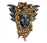 INTCHE Tête Grecque De Méduse Résine Murale Finition Bronze Antique Sculpture Murale Décor À La Maison, Mythologie Grecque Cheveux De Serpent Femme Décoration Murale, Statue De Plaque De Porche