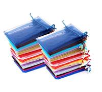 Intckwan 100PCS 9x12cm Mixte Couleur Sacs Organza, Sachets Pochettes Cadeau en Organza avec Cordon de Serrage, Sac à Bijoux Sachets pour Lavande, Idéales pour Bijoux Cadeaux Bonbons Marriage