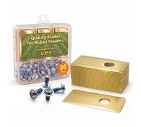 Intckwan 36x Lames de Rechange pour Robot Tondeuse Eufy E15 & E18, Lames en Acier Inoxydable Revêtues de Titane de 0,9 mm avec Vis, Boîte de Rangement