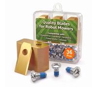 Intckwan 36x Lames de rechange pour tondeuses robot Husqvarna, Gardena, Segway, Yard Force, McCulloch, Powerworks, 0,75 mm acier inoxydable revêtu titane, vis incluses, boîte de rangement