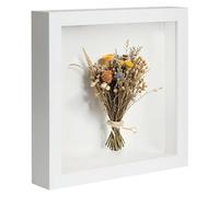 Intckwan Cadre Photo Profond à Remplir 20x20 cm, Cadre 3D avec Plexiglas Premium pour Photos, DIY Artistique, Médailles & Fleurs Séchées - Décoration Murale ou de Table (Blanc)
