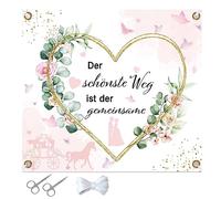 Intckwan Drap de mariage à découper, 200 x 180 cm, avec cœur et 2 ciseaux, jeu pour les mariés, jeux de mariage, jeux d'état civil, surprise