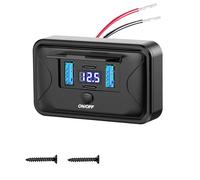 Intckwan Prise USB 12 V en saillie 84 W 4 ports 2 x PD3.0 et 2 x QC3.0 Charge rapide avec interrupteur et voltmètre LED bleu pour camping-car, bus, bateau, tracteur, chariot de golf