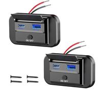 Intckwan Prise USB 12V, 54W, Chargeur 2 Port avec Charge Rapide Simultanée (QC3.0 + PD), Interrupteur Marche/Arrêt, Prise USB Encastrable pour Voiture 12-24V, Camion, Bateau, Camping-Car (2 Pièces)