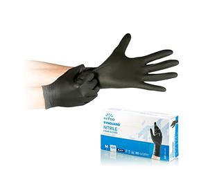INTCO SYNGUARD 500 gants noirs en nitrile Qualité premium jetables Ambidextres Base en caoutchouc Convient pour les environnements médicaux manipulation des aliments Lot de 100 pièces (500 L)