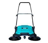 INTEC -Balayeuse mécanique 2 brosses Ø27cm Balayeuse Manuelle Feuilles Poussières Largeur de Travail 65 cm Bac 20L