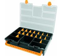 INTEC - Boîte de rangement professionnelle Organiseur 23 compartiments amovibles Noir Orange 44.3 x 31.7 x 8 cm
