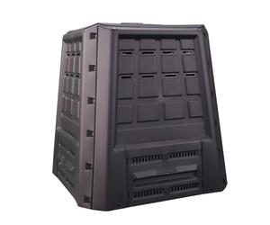 INTEC : Composteur de Jardin 380 L XXL Anthracite. Bac à Compost en Plastique Recy urable avec Aération Optimale pour Déchets. Double Accès Pratique (Couvercle Supérieur et Trappe)