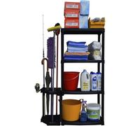 INTEC - Étagère de Rangement 4 Niveaux Noire modulable Polypropylène Résistant Garage Buanderie