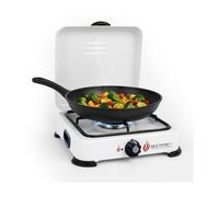 Plaque de cuisson gaz portable 1 feu 1500W Réchaud gaz butane ou propane Blanc laqué Couvercle