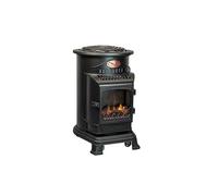 INTEC - Poêle à Gaz en Fonte 3.4kW Chauffage d'Appoint Ultra-Réaliste Effet Cheminée Flammes Vives | Butane Autonomie 60H | Sécurité OSD/CO2 Anti-Basculement | Mobile Noir Mat