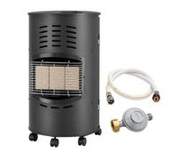 INTEC - Poele à gaz Rondo 4200W 3 puissances 50m² Noir - Chauffage d'apppoint gaz Mobile 5 roulettes