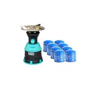 INTEC - Réchaud à Gaz Portable 1200W + 8 Cartouches Gaz 190g Incluses - Allumage Piézo, Mini Réchaud de Camping/Randonnée/Pêche - Compact et Léger pour Globe-Trotter.