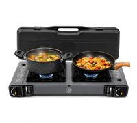 INTEC - Réchaud à Gaz Portable 2 Feu 3800W Allumage Facile Piezo Sécurisé Cartouche gaz Butane - Idéal Réchaud Camping, Van & Cuisine Extérieure