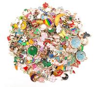 InteDesign Lot de 100 breloques pour la fabrication de bijoux, breloques en métal émaillé pour fabrication de colliers, bracelets, boucles d'oreilles, porte-clés, accessoires, Refer to the second