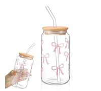 InteDesign Tasse en verre de 16 oz avec couvercle et paille, verres à boire en forme de nœud, tasse à café glacé, verres à boire pour bière, cocktail, thé, coca, jus, soda