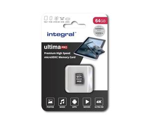 Integral 64GB microSD Card Haute Vitesse Carte Mémoire Vidéo 4K - Jusqu'à 100MB/s en lecture et 50MB/s en écriture, UHS-I, U3, Classe 10, A1 app performance - smartphones, tablettes, drones