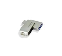 Integral 64Go USB-C & USB-A 3.2 Gen 1, 90Mo/s Lecture, 20Mo/s Écriture, Corps Métal Argent, Compatible Windows/macOS/Linux, 37x12.2x7.2mm