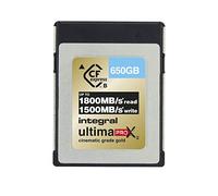 Integral 650GB CFexpress Memory Card Type B 2.0 12K and 8K RAW and 8K 120 FPS 1800MB/s Read 1500MB/s Write Speed 1500MB/s Sustained Write Speed Designed for Advanced Cinematic and DSLR Cameras