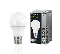 Integral Ampoule LED E27 4 PACK GLS A60 Lumière du jour 5000K, 806LM, 7W (équivalent à 60W) Ampoule dépolie non dimmable -Efficace en énergie et idéale pour les appliques et lampes dans les salons
