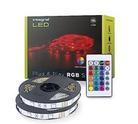 Integral Bande lumineuse RVB de 10m avec adaptateur de prise UE et contrôleur IR, Plug & Play, ruban led 5m avec changement de couleur, dimmable - couleur et luminosité réglables