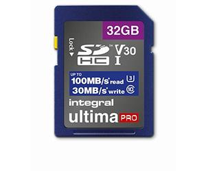 Integral Carte Mémoire 32 Go SDxC Premium Très Haute Vitesse jusqu'à 100 Mo/s en Lecture, 30 Mo/s en Ecriture, Classe 10 V30 UHS-I U3, by Integral Memory
