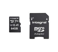 Integral Carte Mémoire MicroSDHC/XC V30 UHS-I U3 Haute Vitesse 64GB Noir
